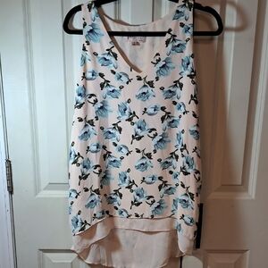 Philosophy Floral Tank Top - Blue and Cream